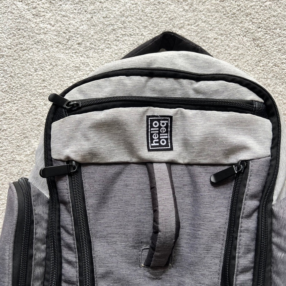 Hello Bello Backpack Diaper Bag Gray Multiple Compartments Travel - Picture 4 of 14